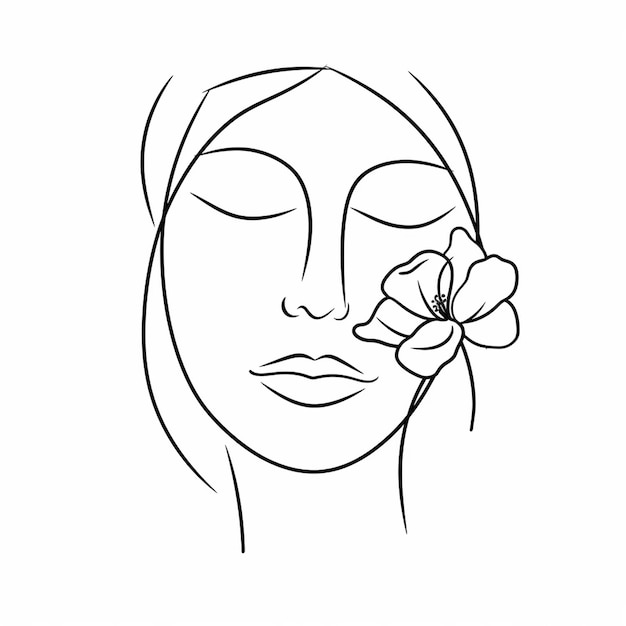 Vrije vector met de hand getekende vrouw met bloemen illustratie