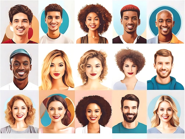Vrije vector multiraciale groep van verschillende mensen Diverse etniciteiten AI GENERATED
