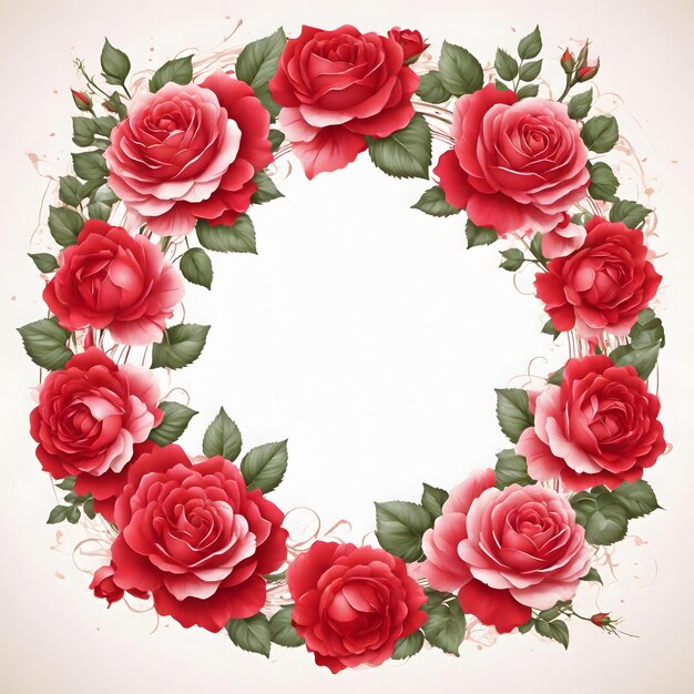 vrijheid roos rode bloem frame achtergrond met witte ruimte cirkel