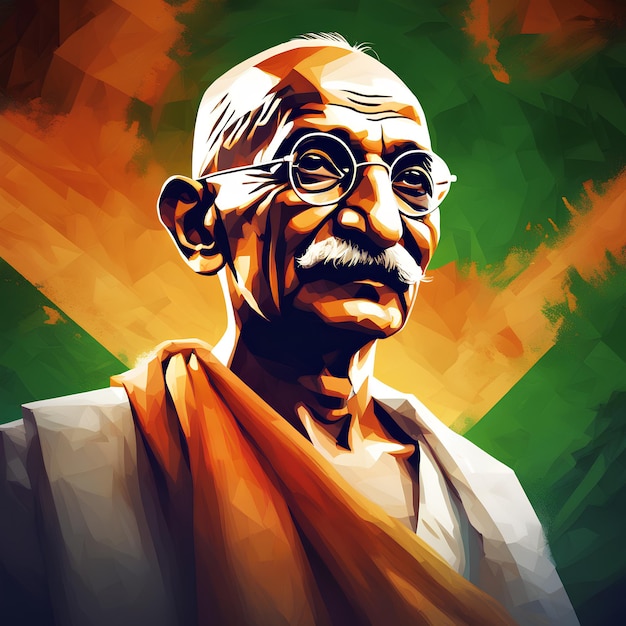 Foto vrijheidsstrijder mahatma gandhi illustratie voor poster banner vector kunst