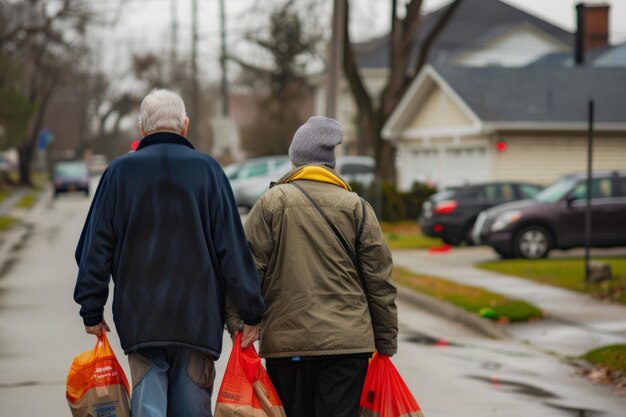 Vrijwilligers die boodschappen bezorgen aan bejaarde bewoners die de kloof overbruggen met vriendelijkheid en praktische hulp