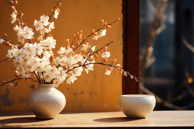 vroege lente zonnig licht in kleine tafel gezellige minimalistische stijl professionele fotografie