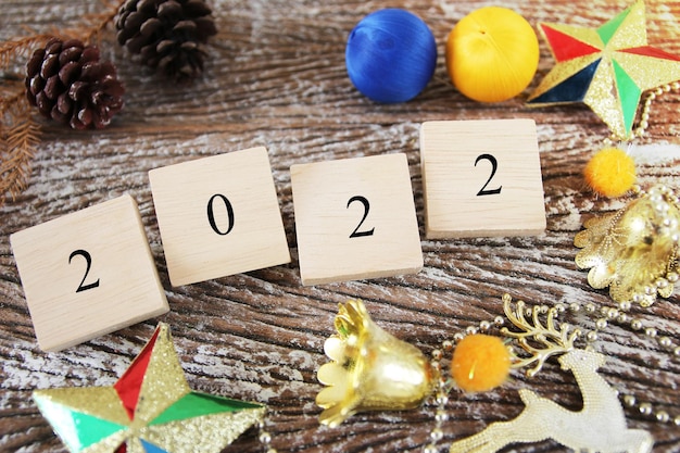 Vrolijk kerstfeest en gelukkig nieuwjaar 2022 concept voor achtergrond