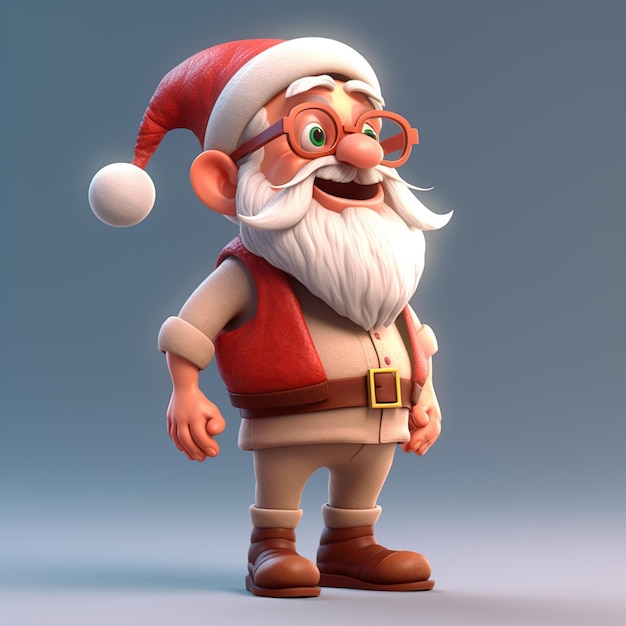 Foto vrolijk kerstfeest met cartoon santa claus sneeuwpop geschenken doos ai gegenereerd