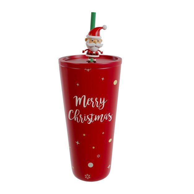 Foto vrolijk kerstfeest santa tumbler 3d illustratie