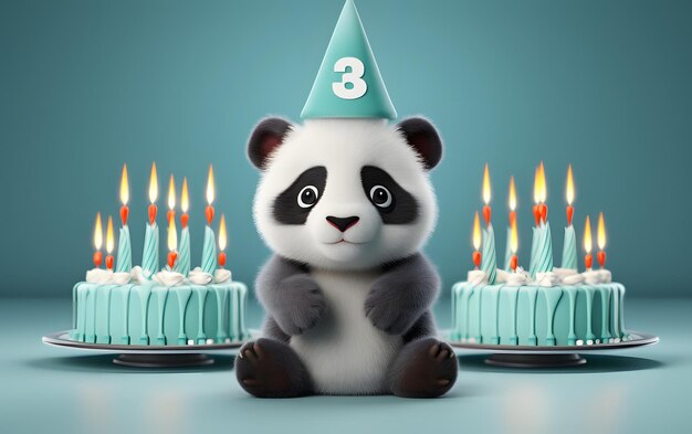 Vrolijk verjaardag baby panda illustraton achtergrond