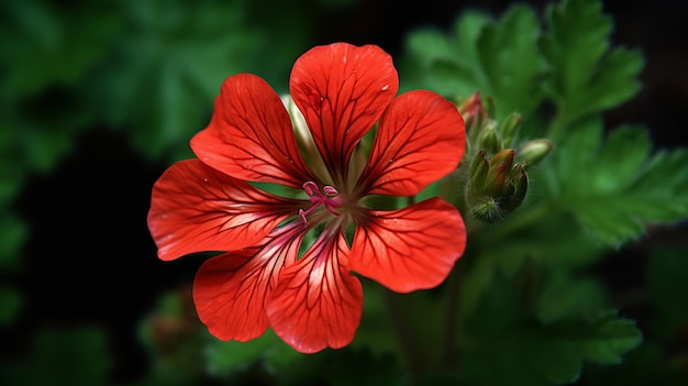 Vrolijke geest van een geranium close-up AI gegenereerd