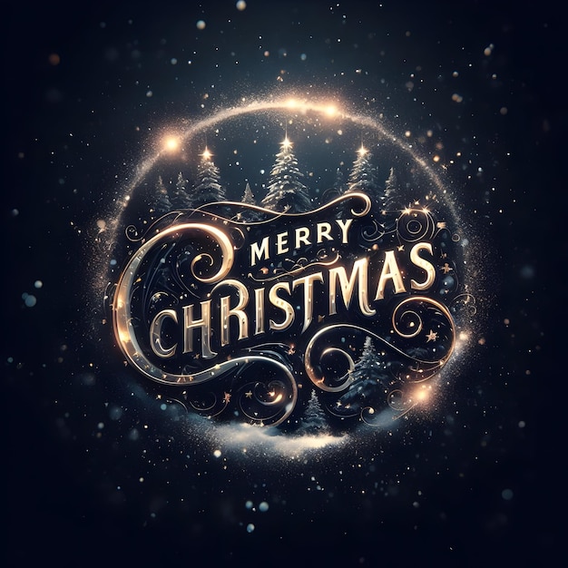 Foto vrolijke kerst typografie met premium achtergrond effect