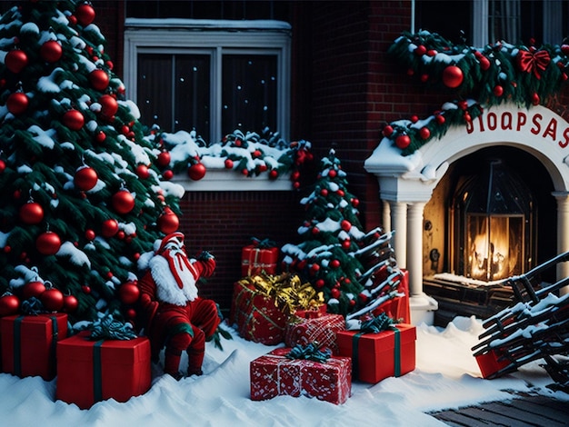 Vrolijke kerstdag kleurrijke kerst achtergrond kerstcadeau achtergrond Kerstboom