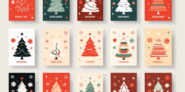 Foto vrolijke kerstkaarten feestelijke illustratie met de hand getekend in scandinavische stijl tijgergroet