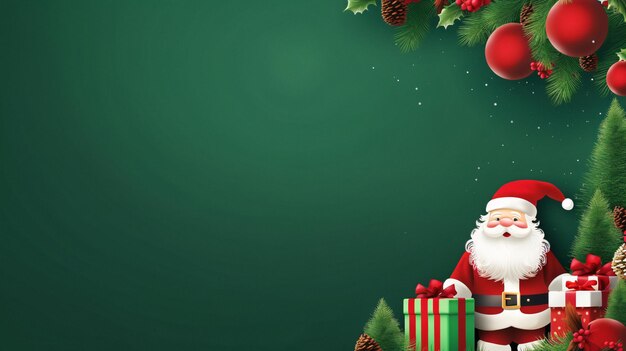 Vrolijke kerstman met cadeautjes naast een feestelijke kerstboom Generatieve AI