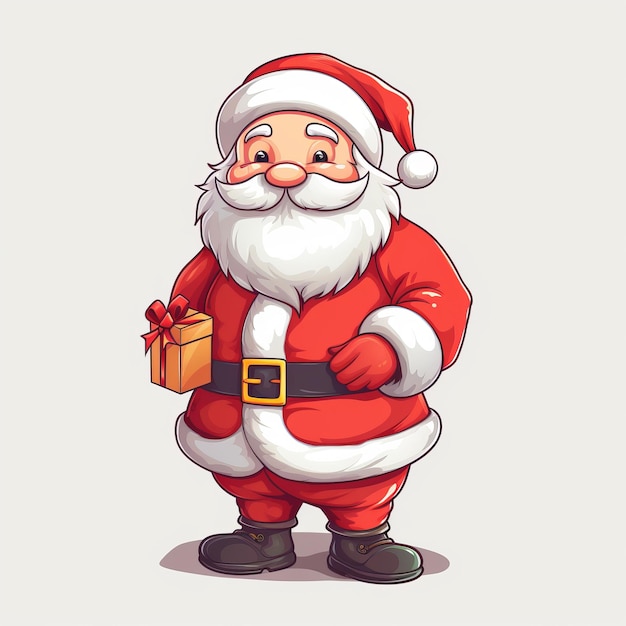 Vrolijke kerstman Vrolijke cartoon vector afbeelding in 4K-resolutie met eenvoudige tekening en geen achtergrond