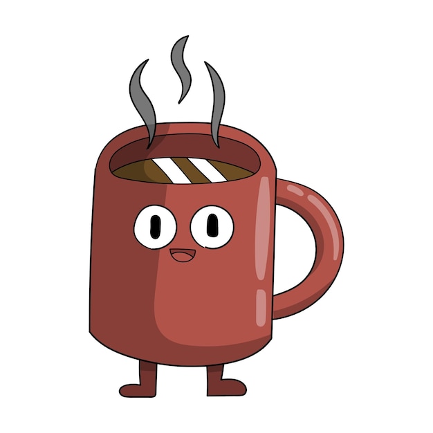 Vrolijke leuke kop koffie cartoon afbeelding