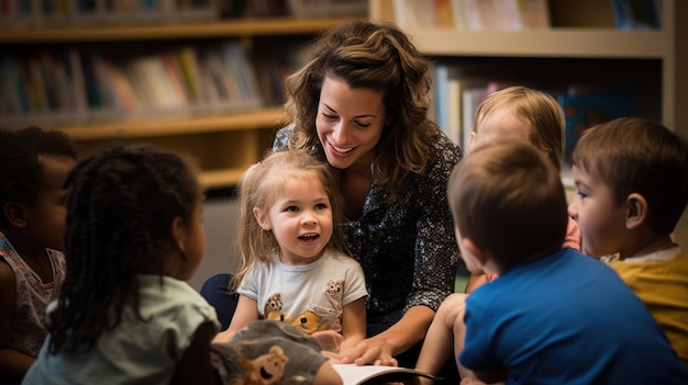 Foto vrolijke spelende kinderen die de gelukzaligheid van kinderen omarmen generatieve ai