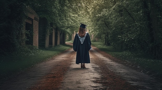 Vrouw afstuderen mysterie pad weg succes carrière