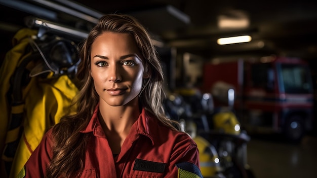 Vrouw brandweerlieden moedig