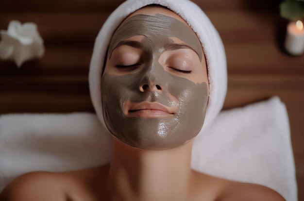 Vrouw bruin gezichtsmasker chocolade gezicht waxen spa lichaam genereren Ai