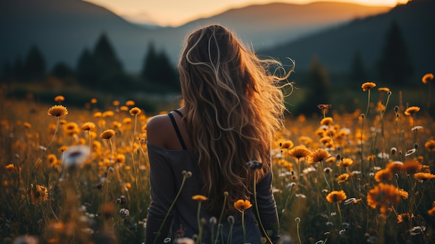 vrouw buiten lente meisje in bloemen meisje in de natuur meisje natuur vrouw lente