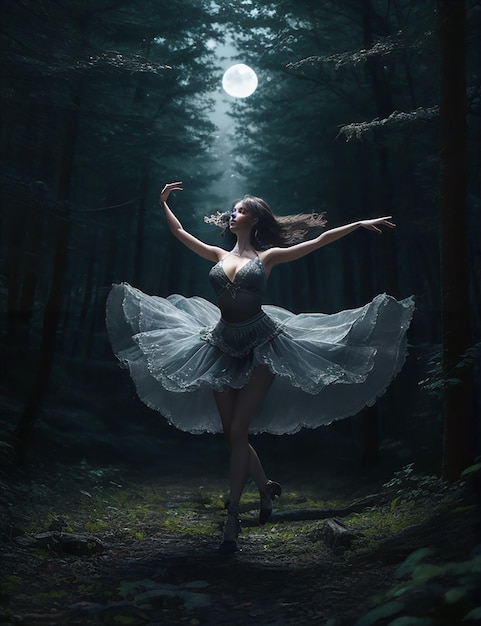 vrouw dansen in de nacht
