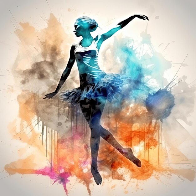Foto vrouw danser abstracte achtergrond in de stijl van digitaal verbeterd
