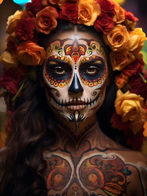 vrouw dia de los muertos dag van de dood catrina make-up