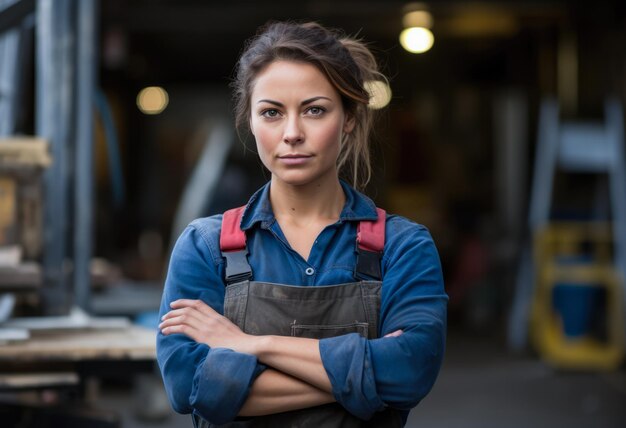 Vrouw die als bouwvakker werkt