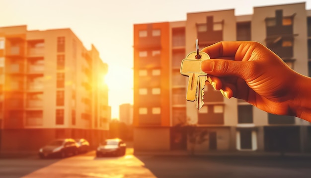 vrouw die de sleutels van haar nieuwe huis vasthoudt