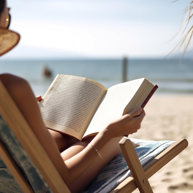 Foto vrouw die een boek leest.