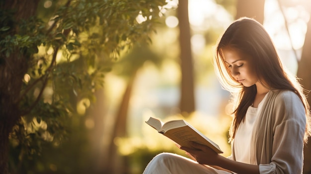 Vrouw die een boek leest.