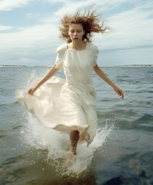 Foto vrouw die onder water poseert