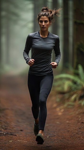 Vrouw die op het parcours loopt vrouwelijke hardloper