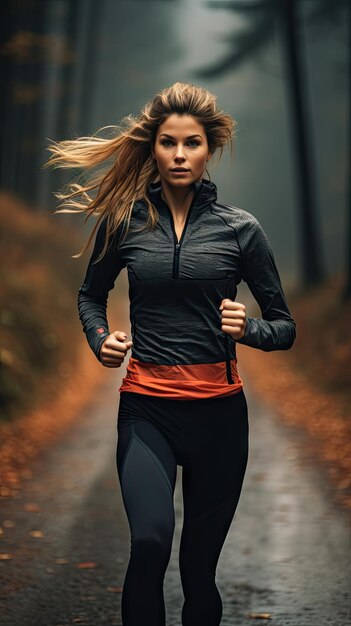 Foto vrouw die op het parcours loopt vrouwelijke hardloper