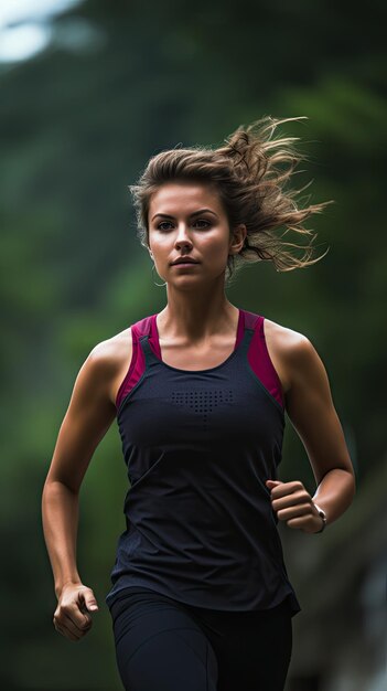 Vrouw die op het parcours loopt vrouwelijke hardloper