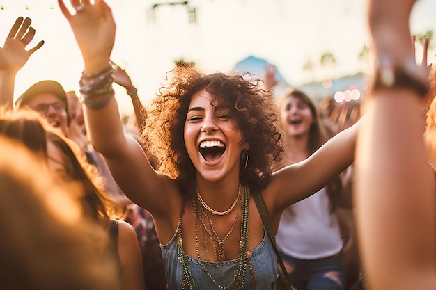 Vrouw die plezier heeft op het festival.