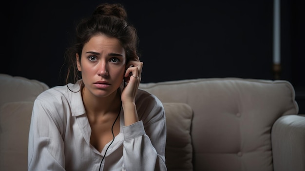 Vrouw die thuis aan depressie lijdt