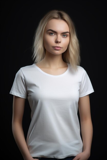 Vrouw die wit t-shirtmodel draagt