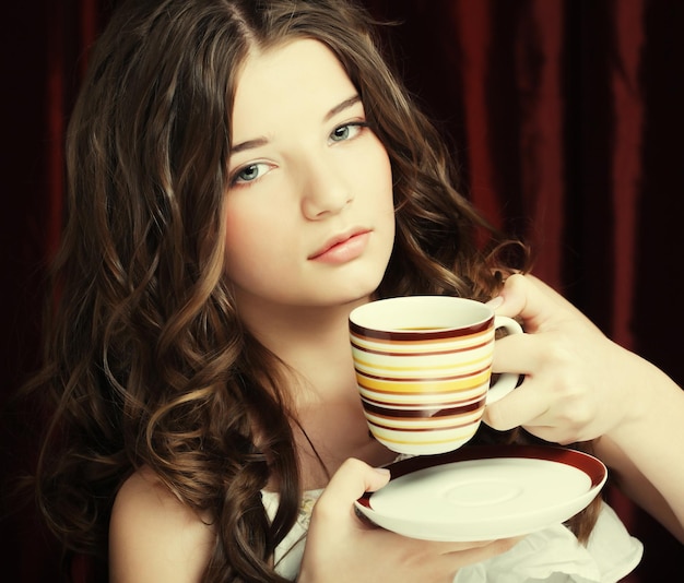 Foto vrouw drinken koffie