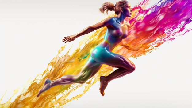 vrouw fitness hardlopen atleet hardlopen kleurrijke sport waterverf sport hardlopen sport hardlopen