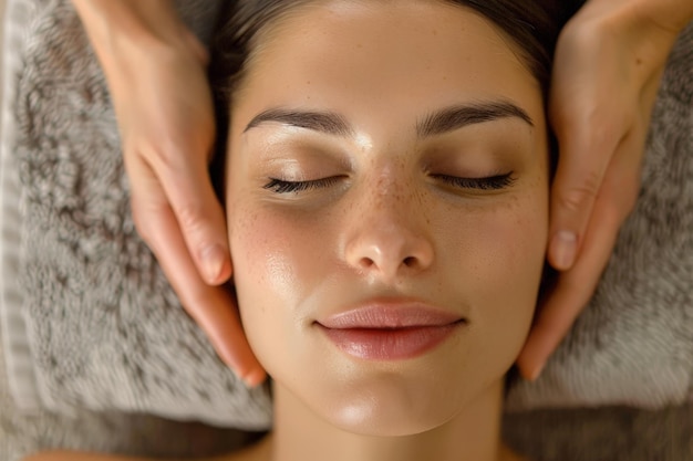 Vrouw geniet van massage in de spa.