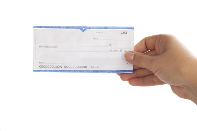 Vrouw Hand Met Een Cheque