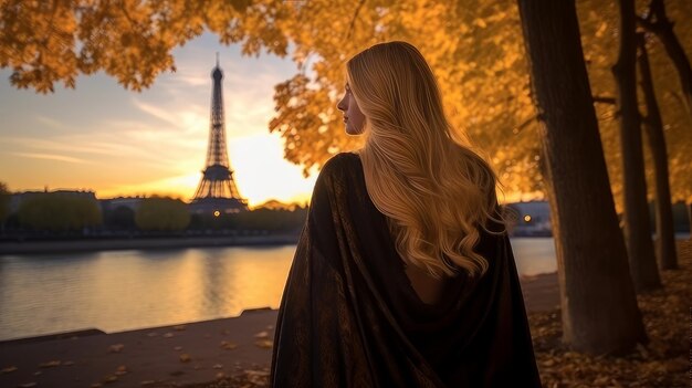 Vrouw herfst Parijs
