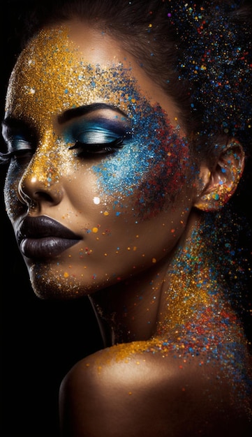 Vrouw in Braziliaans carnaval glitter bodypaint AI