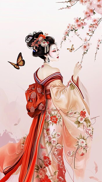 Foto vrouw in de godin oude japanse schoonheid