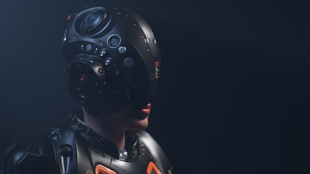 Vrouw in een VR-helm mensen van de futurexa