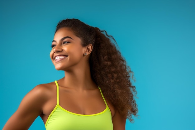 Vrouw in fitnesskleding die geniet van het oefenen van haar lichaam