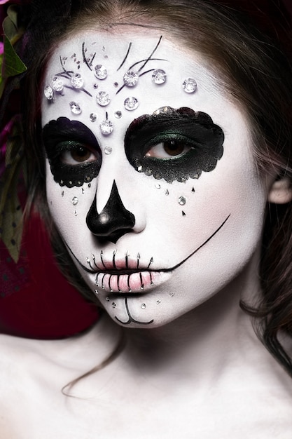 Vrouw in Halloween-make-up