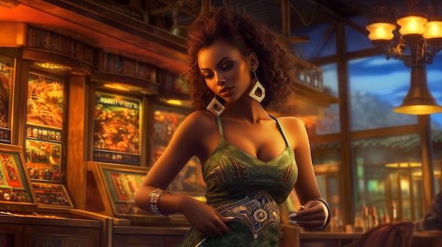 Vrouw in het casino.
