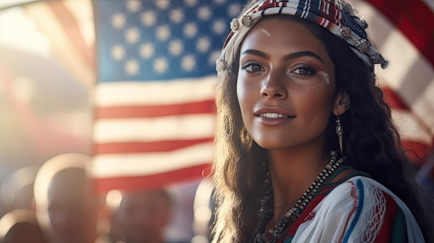 Foto vrouw in rode en witte outfit amerikaanse onafhankelijkheidsdag