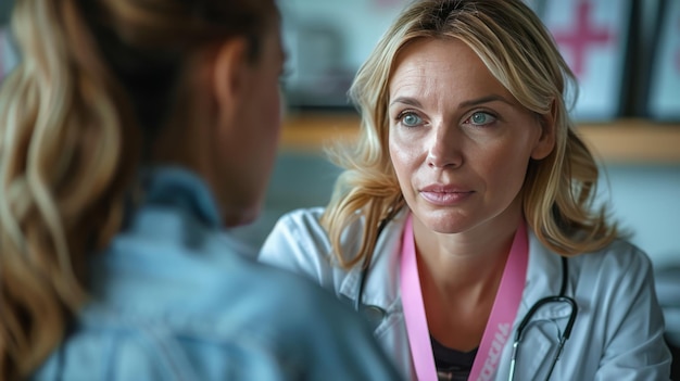 Foto vrouw in scrubs die voor het kruis staat