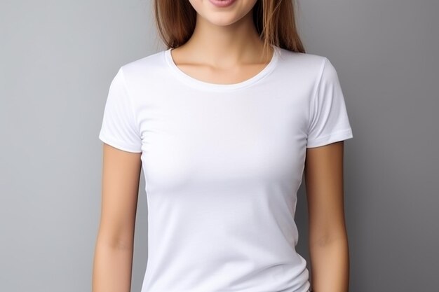 Vrouw in wit T-shirtmodel gemaakt met generatieve AI